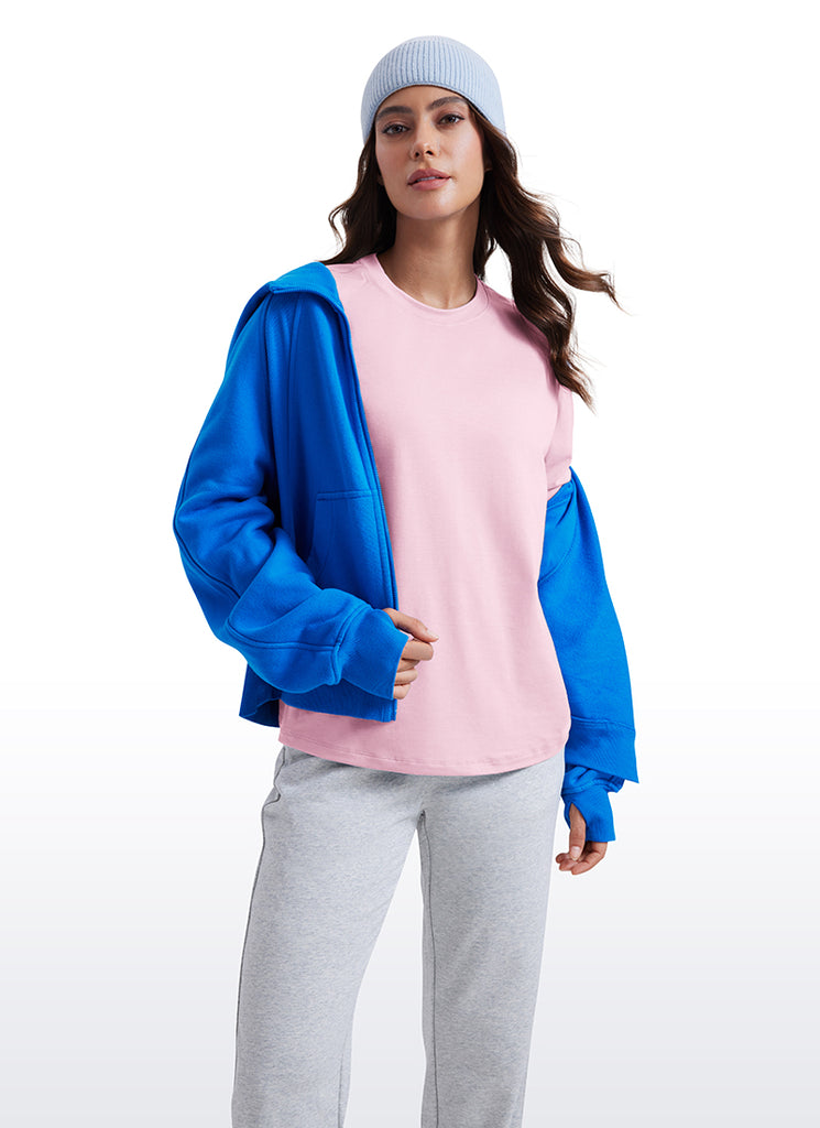 CRZ YOGA Women Workout Loose Fit Cassual Long Sleeves Quick Dry Pink Peony