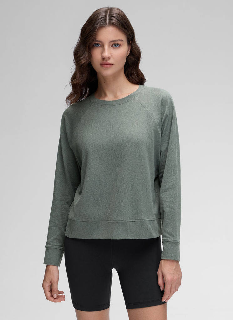 CRZ YOGA Women Casual Lightweight Relaxed Fit Long Sleeves Crew Neck Mojave Tan