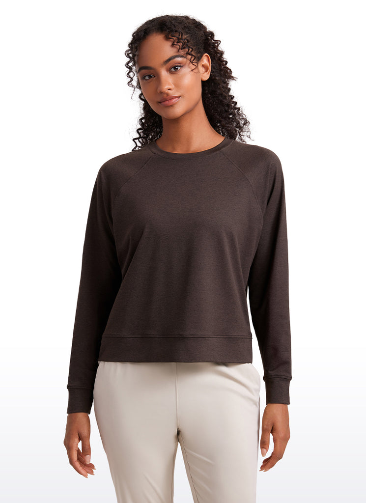 CRZ YOGA Women Casual Lightweight Relaxed Fit Long Sleeves Crew Neck Navy