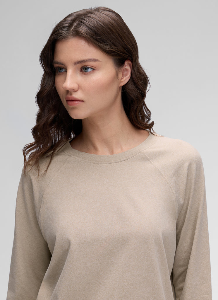 CRZ YOGA Women Casual Lightweight Relaxed Fit Long Sleeves Crew Neck Platinum Grey