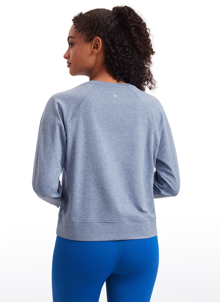 CRZ YOGA Women Casual Lightweight Relaxed Fit Long Sleeves Crew Neck Platinum Grey