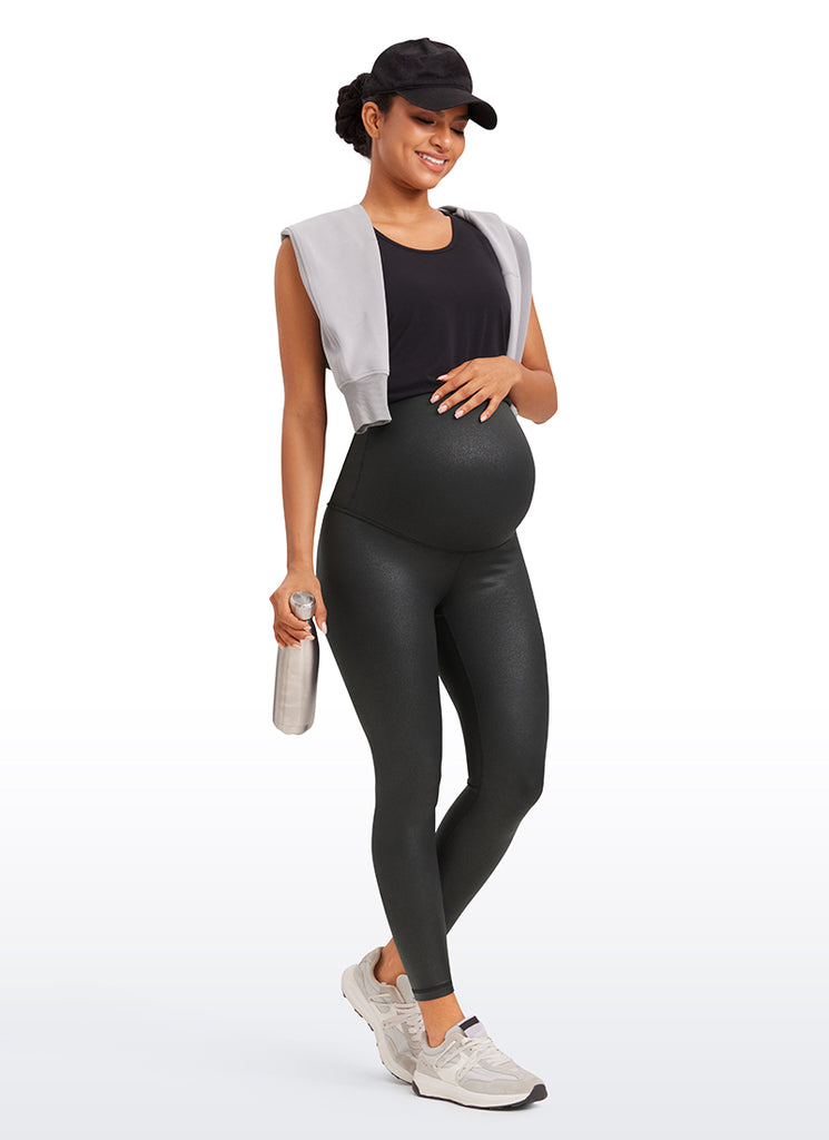 CRZ YOGA Women's Maternity Leggings Super High Rise Butterluxe 25'' Dark Grey Camouflage 2