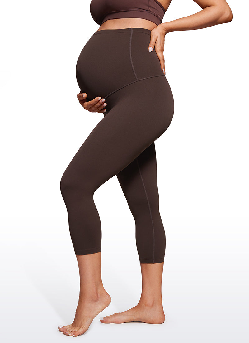 CRZ YOGA Women's Maternity Leggings Super High Rise Butterluxe 21'' Hot Fudge Brown