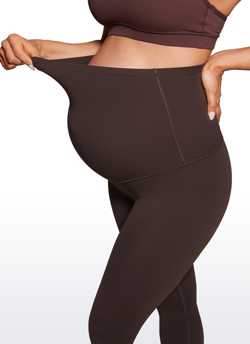 CRZ YOGA Women's Maternity Leggings Super High Rise Butterluxe 21'' Hot Fudge Brown