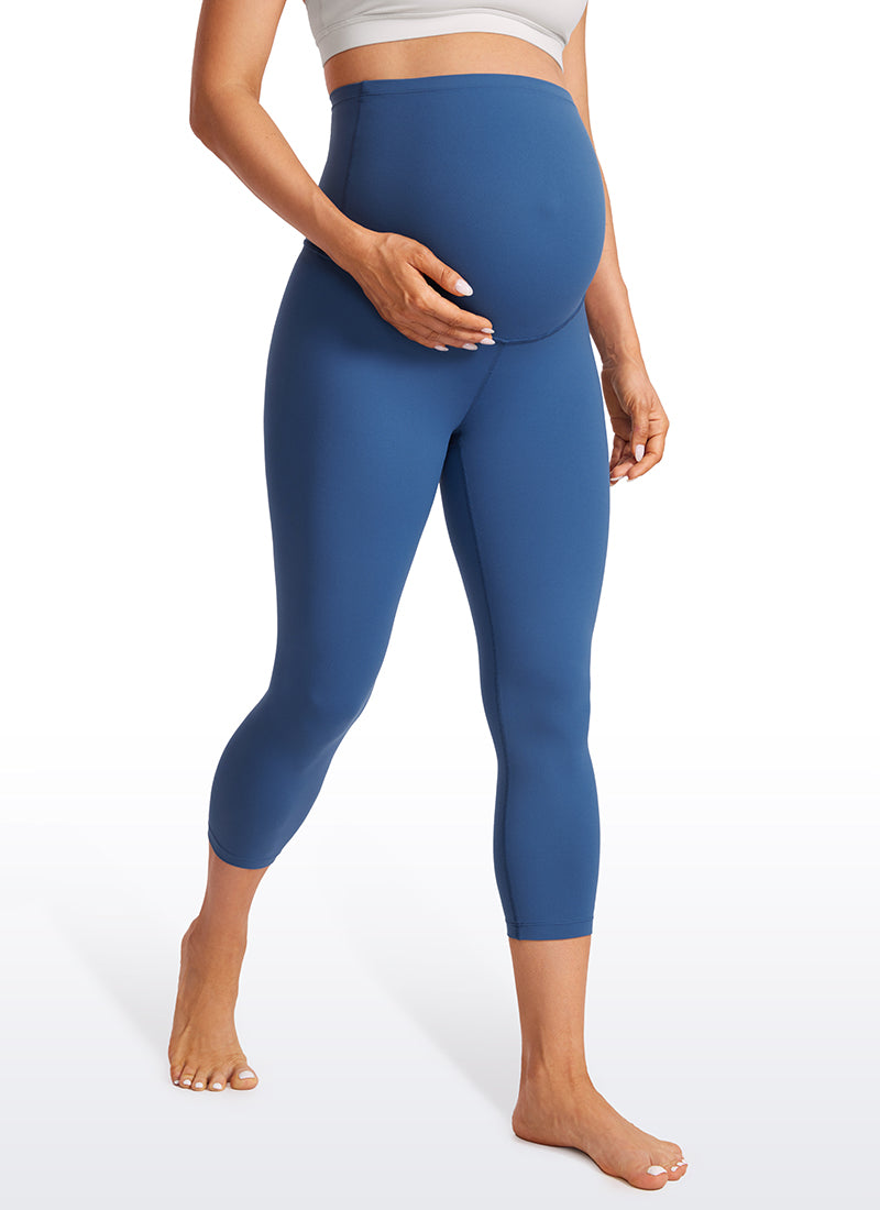 CRZ YOGA Women's Maternity Leggings Super High Rise Butterluxe 21'' Pitch Blue