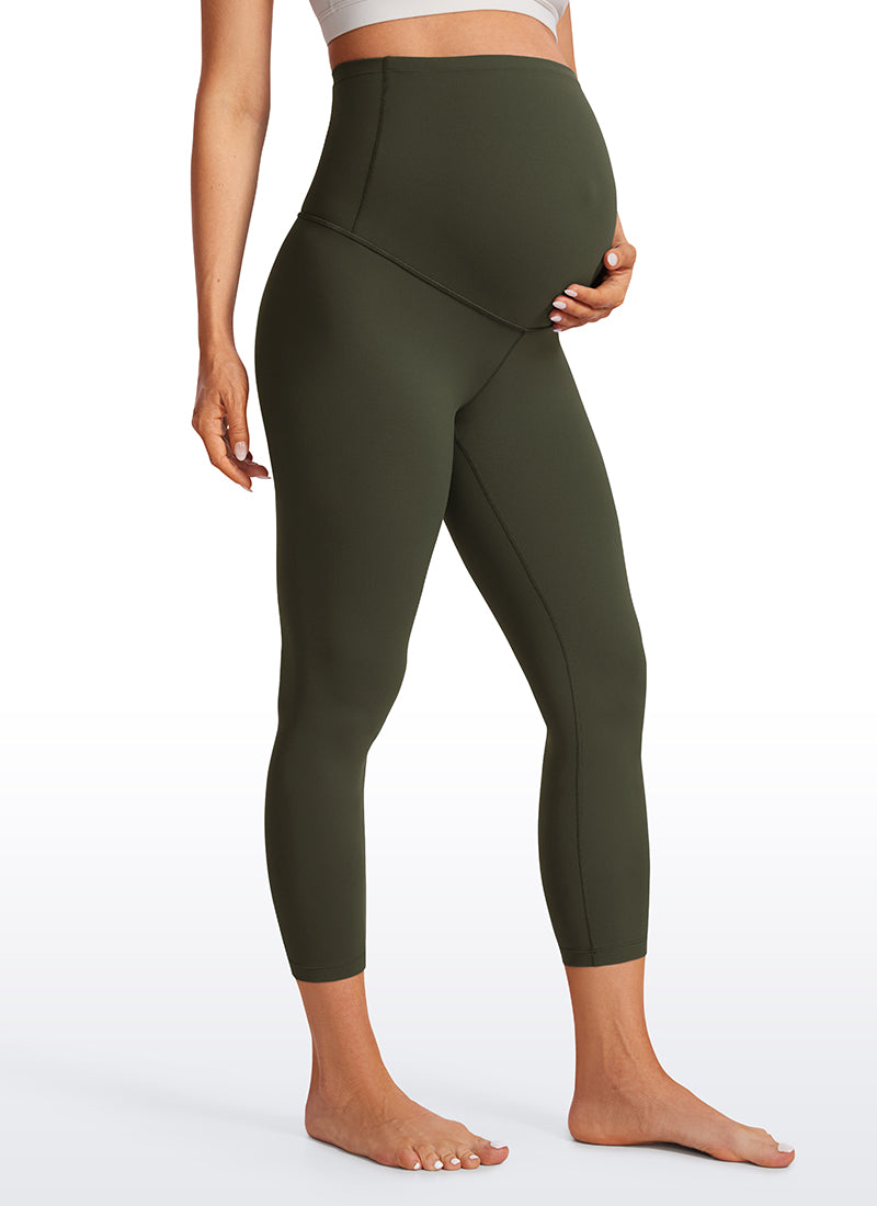 CRZ YOGA Women's Maternity Leggings Super High Rise Butterluxe 23'' Olive Green