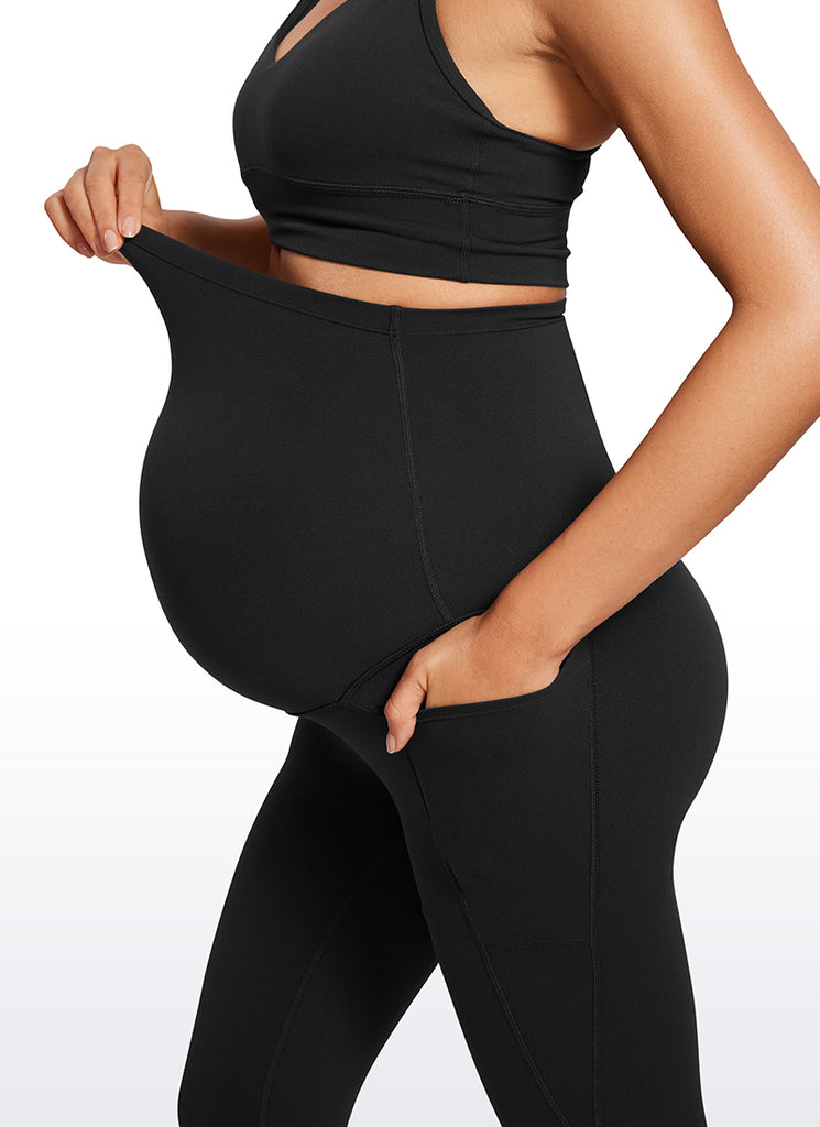 CRZ YOGA Womens Butterluxe Maternity Leggings with Pockets 21" Black