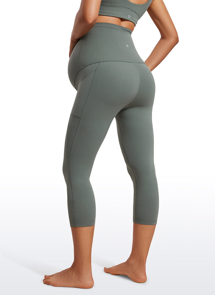 CRZ YOGA Womens Butterluxe Maternity Leggings with Pockets 21" Grey Sage