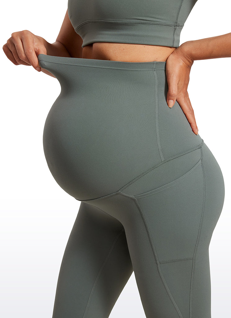 CRZ YOGA Womens Butterluxe Maternity Leggings with Pockets 21" Grey Sage