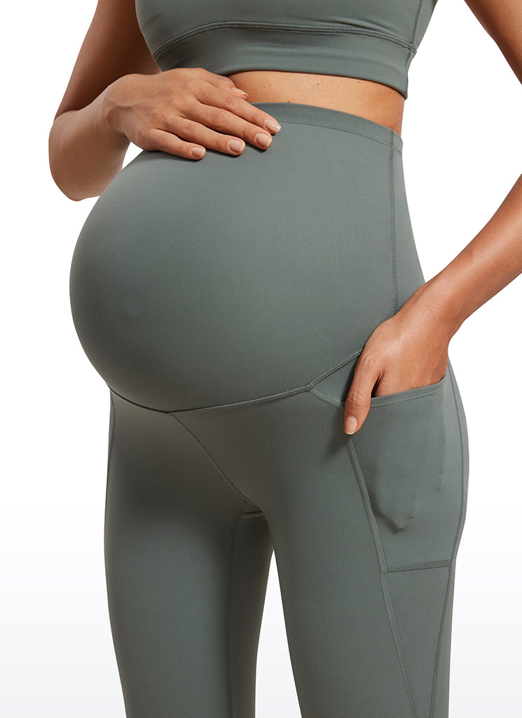 CRZ YOGA Womens Butterluxe Maternity Leggings with Pockets 21" Grey Sage