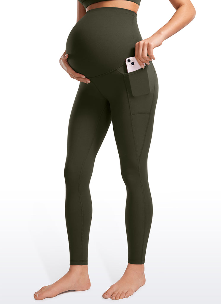 CRZ YOGA Womens Butterluxe Maternity Leggings with Pockets 28" Olive Green