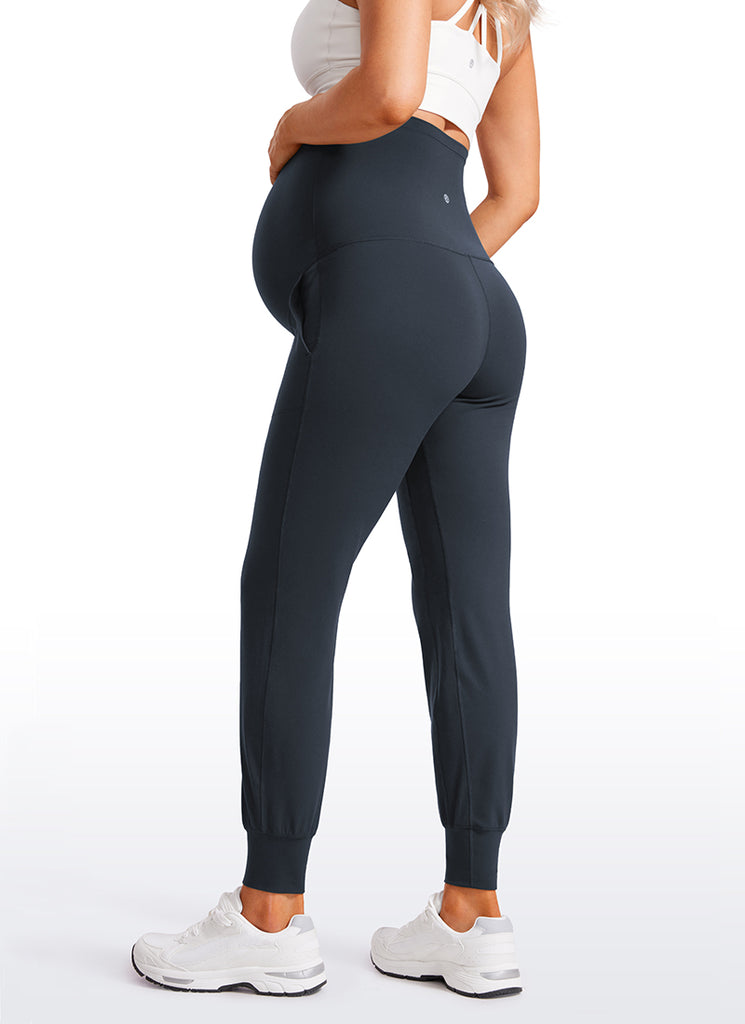 CRZ YOGA Women's Maternity Joggers Pockets Butterluxe 27'' Black