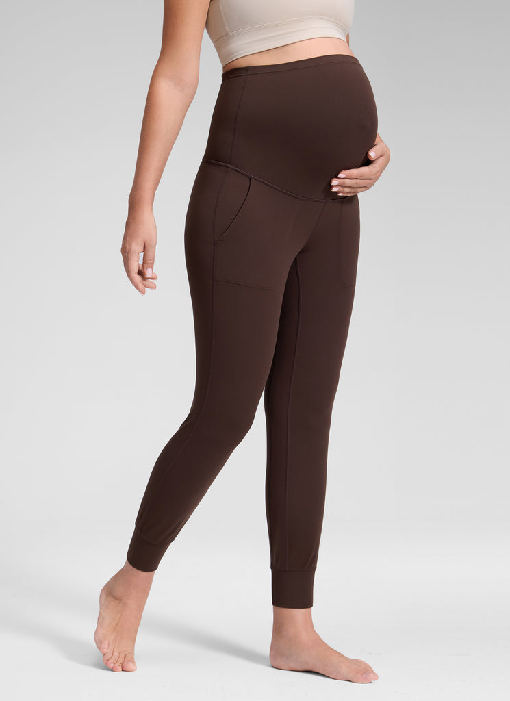 CRZ YOGA Women's Maternity Joggers Pockets Butterluxe 27'' Hot Fudge Brown