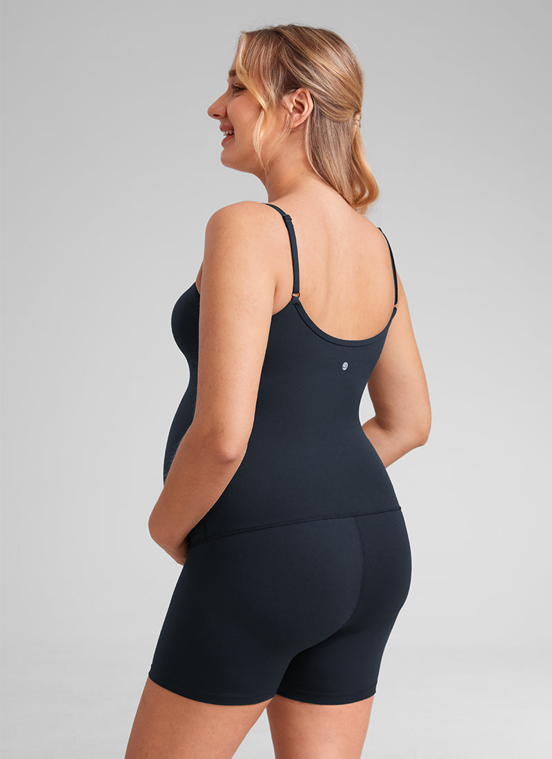 CRZ YOGA Women's Maternity Yoga Tight Fit Romper Shorts Bodysuits True Navy