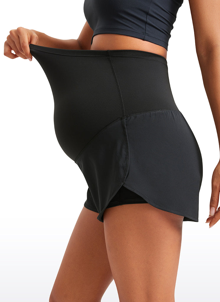 CRZ YOGA Women's Feathery-Fit Soft Maternity High Waisted Shortrs Black