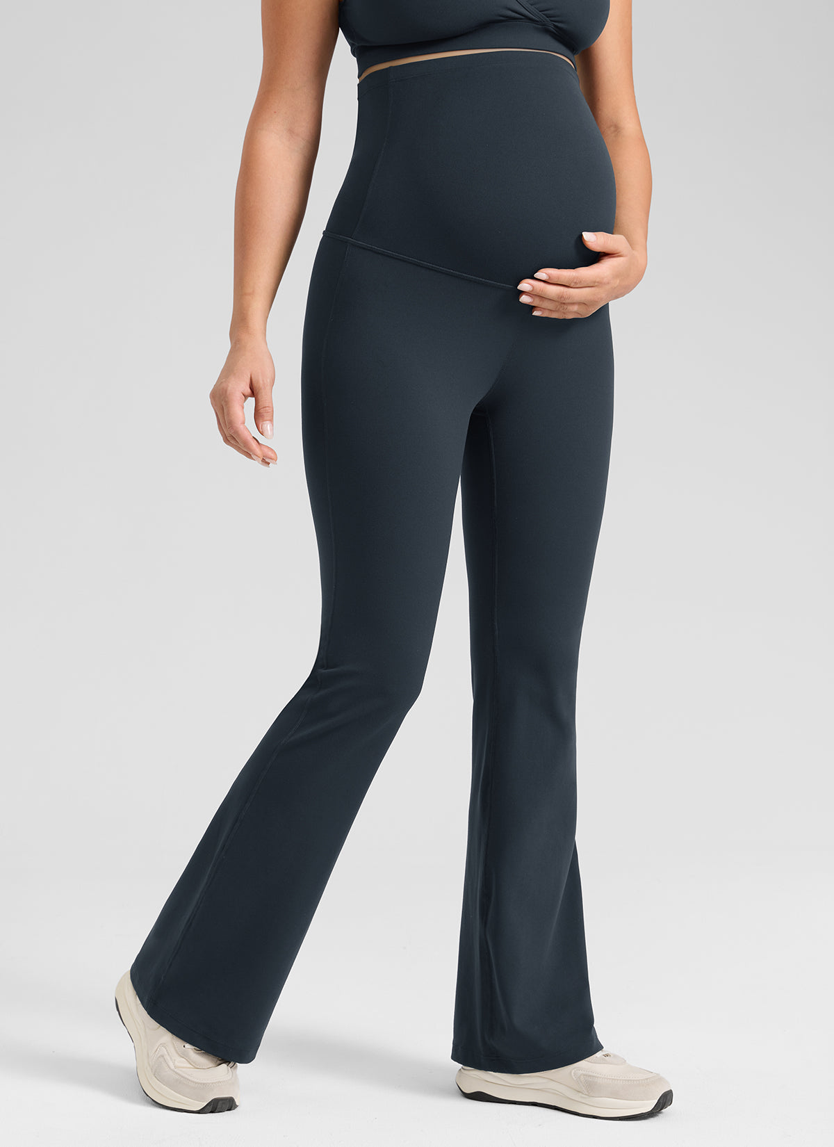 CRZ YOGA Women's Butterlift Maternity Super High Rise Flare Leg Legging True Navy